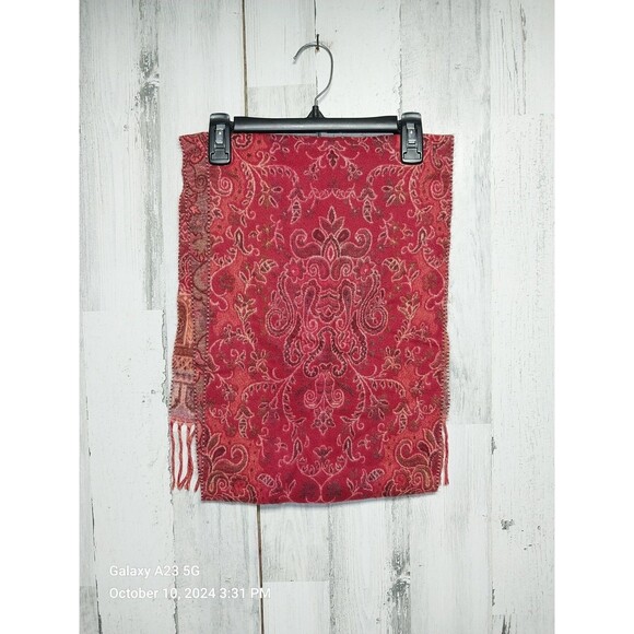 Preston & York Autumn Red Orange Scarf Made In Germany Acrylic 62x11.5 Inches - Picture 1 of 3